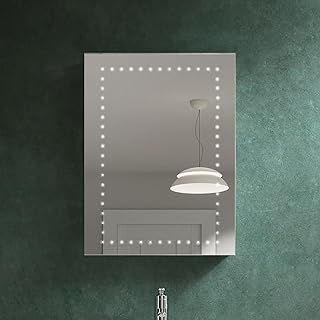 Illuminated Bathroom Mirror with LED Lights 600x800mm IP44 Rated - Maya Battery Operated Bathroom Mirror, Wall-Mounted Vanity Mirrors for Women, Battery Powered Modern Vanity LED Mirrors for Bathrooms