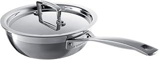 Le Creuset 3-Ply Stainless Steel Non-Stick Chef Pan with Lid, 24 x 8.5 cm , Silver, 96201424001000