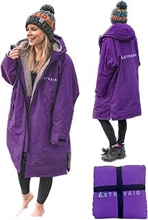 Adult Waterproof Changing Robe Super Soft Fleece Lining-Waterproof Windproof Oversized Coat for Changing Swimming and Watersports. With Compression Straps
