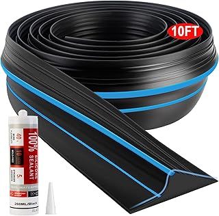 Jin&Bao - Universal Garage Door Threshold Seal Strip, 10 Feet Waterproof Rubber Bottom Replacement for Weather Stripping (Blue)