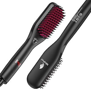 Hair Straightener Brush, MiroPure Enhanced Ionic Hair Straightening Brush, 30s Fast MCH Heating, 12 Temperature Settings, Temperature Lock & Auto-Off Function