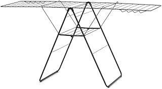 Brabantia HangOn Laundry Drying Rack (25m / Matt Black) Compact, Foldaway, Adjustable Indoor Stainless Steel Clothes Horse