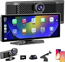 Apple Carplay Andrio Auto,Wireless Carplay Stereo10.26 inch IPS Touch Screen for Car with 4K Dash Cam Front and Rear,1080P Backup Camera,Car Audio Receivers with Bluetooth,FM,Aux,Miracast,Siri