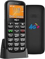Arington RS1 4G Senior Mobile Phone for Elderly, Big Button Phone, Unlocked, Black, 1000mAh Battery, SOS Button, Charging Cradle