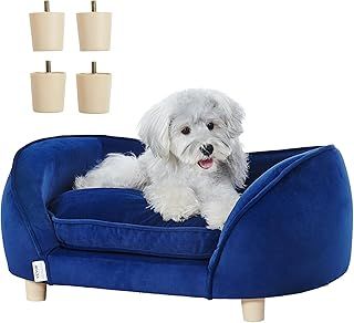 VEVOR Pet Sofa, Dog Couch for Small-Sized Dogs and Cats, Soft Velvety Dog Sofa Bed, 35 lbs Loading Cat Sofa, Dark Blue