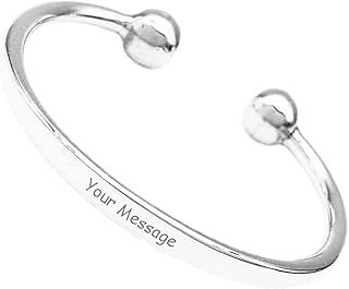 Quality 925 Sterling Silver Baby Kids Torque Bangle/Personalised ID Bangle/Genuine Sterling Silver/Adjustable/Hypoallergenic/Any Name or Message/Customised for All Occasions- KIMNKIM A13