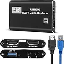4K HDMI Video Capture Card, Gaming Capture Card with Microphone, Full HD 1080P 60FPS USB Capture Card, USB 3.0 HDMI Video Capture Device