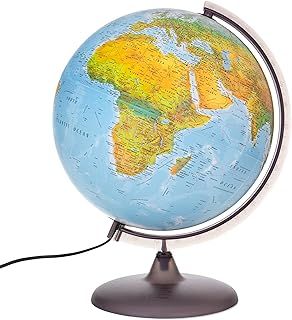 Illuminated Globe 30cm Dual Map Earth Tones