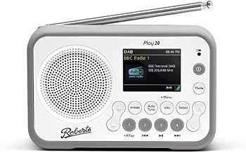 Roberts PLAY20 Compact and Portable DAB/DAB+/FM Digital Radio, Rubber-Protected, Full Colour Screen, White