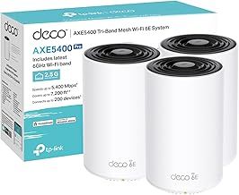 TP-Link Deco XE75 Pro(3-pack) AXE5400Mbps Mesh WiFi 6E System, True Tri-Band Speed, 2.5 Gbps Port, AI-Driven, Coverage up to 7200ft², WiFi Router, WiFi Extender Booster, Gaming & 4K, Easy Setup