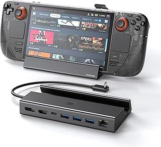 KIWIHOME Docking Station for Steam Deck, 7-in-1 with LED Switch Button, HDMI 2.0 4K@60Hz, DP1.4 4K@120Hz, 100W PD Charging, 1000M Ethernet, 3 USB3.0