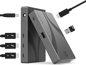 SABRENT Thunderbolt 4 Hub (5-in-1) Thunderbolt 4 Dock Lightning Speeds 40Gbps, USB C Dock 60W PD, USB C Hub Supports Displays 8K@60Hz/4K@144Hz (DSC) Monitors, Certified TB4 Cable Included (HB-TBT4)