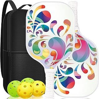 USAPA Approved Pickleball Paddles Set of 2 Lightweight Fiberglass Rackets With 4 Balls for Outdoor and Indoor Play