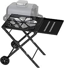 Woodfire Grill Stand for Ninja OG701, Foldable BBQ Stand for Ninja Electric Grills (OG700 Series) Outside Use, Folding Grill Cart with Side Table