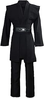 kinstell Adult Tunic Costume Men's black Hooded Robe Tunic Uniform Full Set Halloween Cosplay Costume