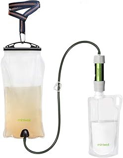 miniwell Gravity Water Filter Straw by Ultralight and Versatile Hiker Water Filter with Optional Accessories. TUV Proven 99.999999% Removal Rate of Bacteria Emergency Kit Hurricane Storm Supplies.