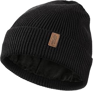 Beanie for Men, Stretchy Soft Cuffed Wooly Beanie with Thick Warm Lining, Unisex Classic Winter Hat, Gifts for Women/Men/Her/Him/Dad