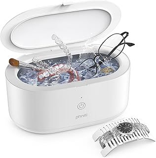 Ultrasonic Cleaner, Phniti Ultrasonic Jewellery Cleaner Machine 600ML with Timer, 46KHz Sonic Cleaner for Retainer, Mouth Guard, Glasses, Watch, Ring, Diamond, Denture Use