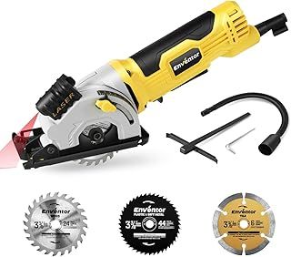 Enventor Mini Circular Saw, 580W 4000RPM Compact Electric Circular Saws with 3 Blades(85mm), Laser Guide, Scale Ruler, Pure Copper Motor Mini Saw for Wood, Soft Metal, Tile, Plastic Corded
