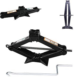 2 Tonne Vehicle Scissor Jack with Handle Heavy Duty 4.2-15 Inch Lifting Jack Hand Screw Compact Manual Lift Car Tyre Repair Changing Tool Steel Black