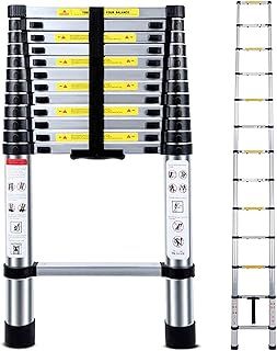 NAIMP 3.8M Telescopic Ladder, 12.5ft Multi-Purpose Folding Aluminium Telescoping Ladder Extendable Portable Loft Extension Foldable with EN131, 150kg/330lb Capacity, 13 Steps Ladders, 380*50*9cm