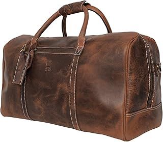 Leather Duffle Bag for Men - Holdall Airplane Underseat Travel Duffel Overnight Bag by Rustic Town