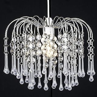 Klass Home Teardrop Acrylic Light Shade | Ceiling Light Shade | Lamp Shade | Chandeliers Ceiling Light | Chrome Finish Pendant Light Shade for Living Room Light Shades Ceiling Bedroom Kitchen Hallway