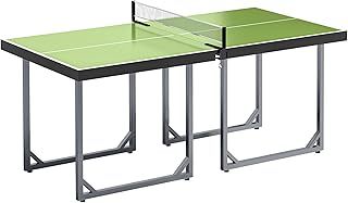HOMCOM 6ft 182cm Mini Table Tennis Table Folding Ping Pong Table with Net Multi-Use Table for Indoor Outdoor Game