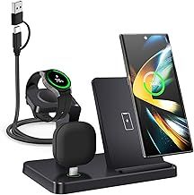 Wireless Charger for Samsung,3 in 1 Wireless Charging Station for Samsung Galaxy S25/S24/S23/Z Fold/Flip,Fast Phone Watch Charger Dock Stand for Galaxy Watch Ultra/7/6/5,Galaxy Buds-Black