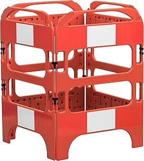 Manhole Barrier – Chapter 8 Compliant HDPE Safety Barrier with Hinged Clips – 990mm High, Lightweight & Foldable – Ideal for Roadworks, Utility Repairs & Site Safety (4 Sided)