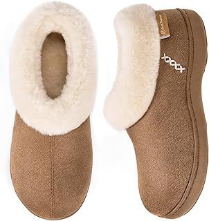 EverFoams Women's Micro Suede Fuzzy Plush Lined Slippers with Cozy Memory Foam