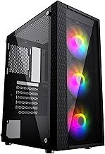 iONZ Gaming PC Computer Mini Tower Case M/ATX Tempered Glass - Performance Series. (KZ27 Inc 4 ARGB Fans)