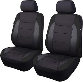 Flying Banner Gabardine Mesh Front Car Seat Covers Airbag Compatible Protector Universal for Most Car Truck Vans SUVs (Black)