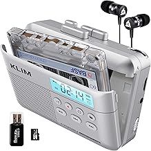 KLIM K7 Cassette Tape Player + Cassette to MP3 Converter + Portable Walkman Cassette Player + Tape Recorder with Built-in Microphone & Speaker + Rechargeable Battery + Earphones + 16GB SD Card-Silver