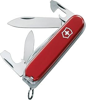 Victorinox Recruit Swiss Army Knife, Medium, Multi Tool, 10 Functions, Blade, Can Opener, Red