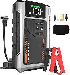 Eigotrav 6000A Jump Starter Power Pack with 150 PSI Air Compressor, 12V Car Jump Starter Power Bank(Up to 7.5L Gas/6L Diesel), Car Battery Booster with LCD Display, LED Light