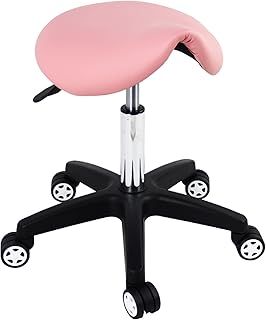 Saddle Chair for Workshop Adjustable Rolling Stool With Wheels Tattoo Chair Massage Chair Shop Stool Salon Stool (Black)