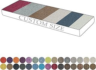 Custom Bench Cushion, Indoor Bench Seat Pad Bay Window Cushion, Non-Slip Washable Garden Patio Cushions for Outdoor Furniture, Long Chair Swing Porch, Piping Design 60 Colors - 3cm Thick