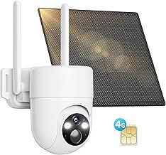 4G LTE Security Camera Outdoor Wireless, No WIFI Security Camera with Human Recognition, Custom Detection Area, 2K Solar Powered Wireless Camera, Night Vision, 2 Way Talk, IP66