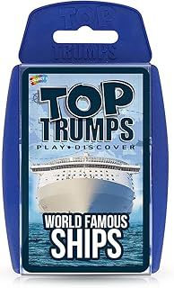 Top Trumps World Famous Ships Classic Card Game, learn facts about tankers, yachts and cruise ships including Allure of the Seas, Titanic and Brittania, gifts and toys for boys and girls aged 6 plus