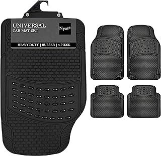 4 Piece Rubber Car Mat (Front + Rear) Universal Non-Slip Deep Dish Heavy Duty for Cars SUV Truck and VAN, Water Proof, All Weather