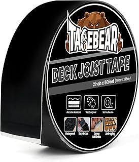 Joist Tape 50mm x 15m, Deck Joist Tape Butyl Sealant Joist Flashing Tape for Decking, Waterproof Anti-Corrosion Weather Resistant Tape for Wood Decks Beams Rim, Roof