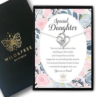 Daughter Gifts – Heart Necklace with Sentimental Verse – Thoughtful Gift for Daughter Birthday, Christmas or Special Occasion – Beautifully Boxed Keepsake Jewellery