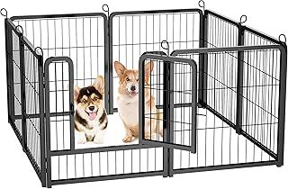 HOMIDEC Dog Pen, 8 Panel Puppy Pen with Door, High 60cm Indoor/Outdoor Dog Playpen, Portable Detachable Pet Run Enclosures for Puppies, Cats, Rabbits and Other Animals (Black)