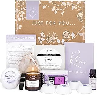 SLEEP & RELAX Pamper Hampers for Women - Handmade, Sustainable Relaxation Gifts for Women: Candle, Soap, Essential Oil, Bath Bomb, Shower Steamers and Lavender by Luxe England