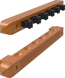2-Piece Wall Mounted Hardwood Billiard/Pool Cue Rack, Holds 6 Cues
