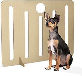 Freestanding Dog Stopper - Wooden Dog Barrier for Home, Stairs, and Doorways - Pet Barrier for Indoor - Wooden Pet Stopper with on Drill Dog Gate (Dog Barrier, 51 x 75 cm/small dogs)
