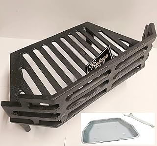 WW Victorian Premium Grade Cast Iron Fire Grate with Removable Coal Saver Guard Heavy Duty 5kg > 16 Inch Fireplace Opening 4 Legs Matt Black Heat Resistant Finish with Ashpan Open Fire