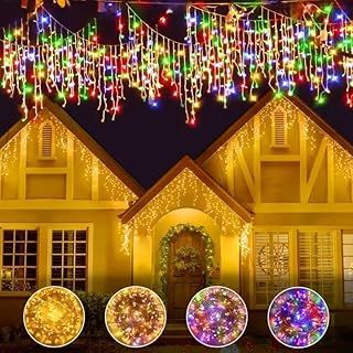Icicle Fairy Lights Outdoor - 7.5M 306 LED Fairy Lights Plug in Waterproof, Warm White to Multicolour Remote/11 Modes/Timer String Lights Mains Powered, Outside Window Roof Gutter Decorations