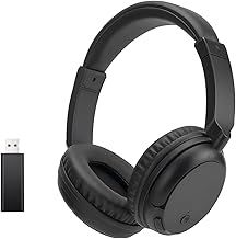 RETRADEKING Wireless FM Headphones, Wireless Bluetooth Headphones for TV Watching Phone and PC, No Audio Delay Deep Bass Bluetooth Headphones, HiFi Stereo Lightweight Headset for Elderly - Black